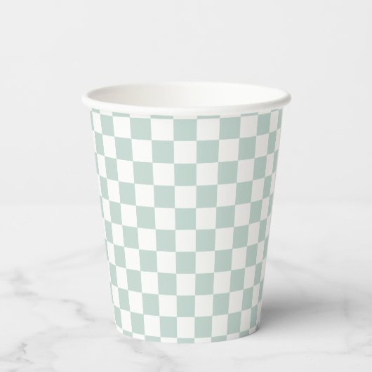 Gobelets En Papier Fête Green Retro Checker (Verso)