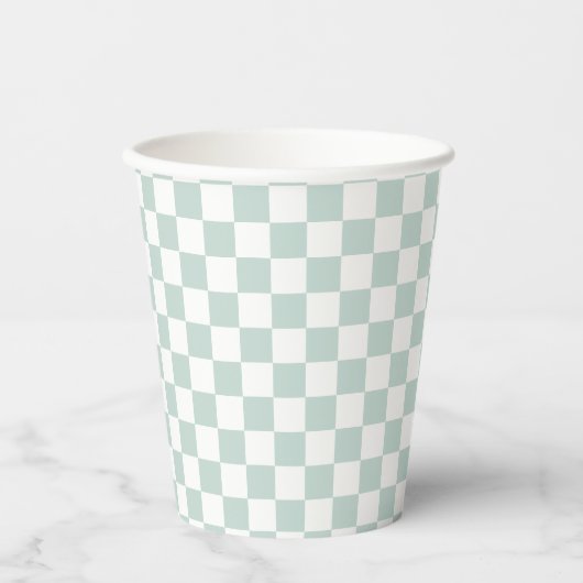 Gobelets En Papier Fête Green Retro Checker (Recto)