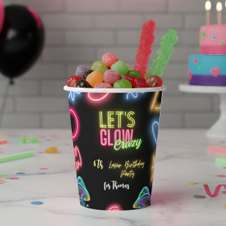 Gobelets En Papier Fête laser d'anniversaire de néon fou