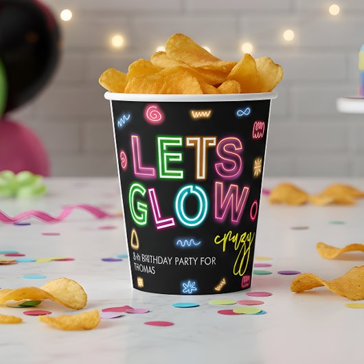 Gobelets En Papier Fête laser d'anniversaire de néon fou