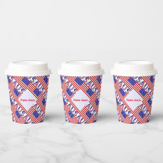 Gobelets En Papier Fête personnalisée avec drapeau américain en mosaï
