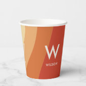 Gobelets En Papier Fête personnelle de Monogramme rayé par rétro (Verso)