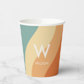 Gobelets En Papier Fête personnelle de Monogramme rayé par rétro (Gauche)