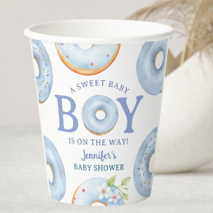 Gobelets En Papier Fête Prénatale Bébé Garçon Bleu Gâteaux