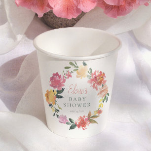 Gobelets En Papier Fête Prénatale Fille Bohème Fleurs de Printemps