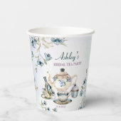 Gobelets En Papier Fête prénuptiale thème floral violet bleu (Verso)