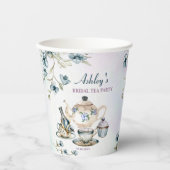 Gobelets En Papier Fête prénuptiale thème floral violet bleu (Recto)