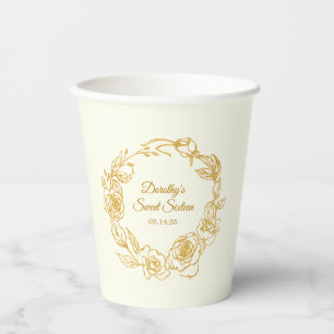 Gobelets En Papier Fête Sweet Sixteen Luxe Rose Gold Blanc