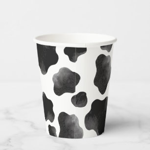 Gobelets En Papier Fête Thème Impression Vache, Taches de Vache Noir