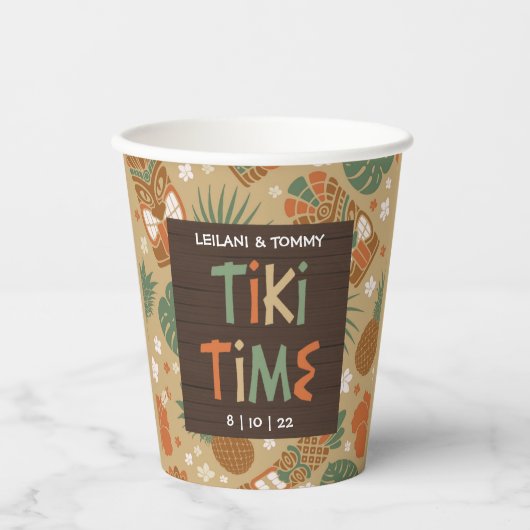 Gobelets En Papier Fête Tiki Tropicale Luau (Recto)