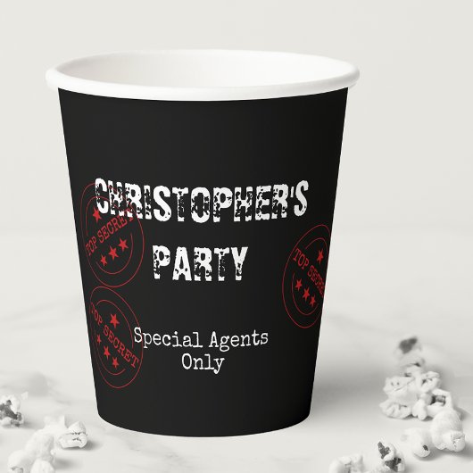 Gobelets En Papier Fête Top Secret d'Agent Spécial