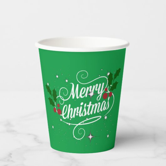 Gobelets En Papier Fêter Noël, couleurs de fête, (Recto)