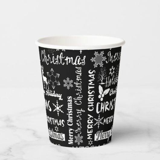 Gobelets En Papier Fêtes de Noël, motif de Noël (Verso)