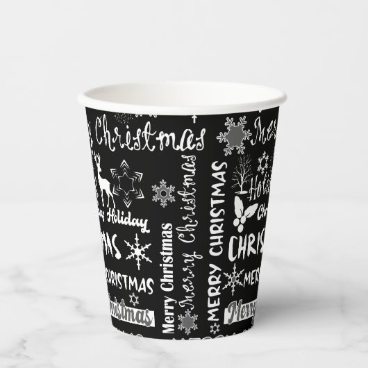 Gobelets En Papier Fêtes de Noël, motif de Noël (Recto)