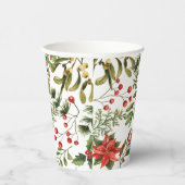 Gobelets En Papier Fêtes de Noël Pine Red Berries Botanique (Droite)