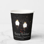 Gobelets En Papier Fêtes d'hiver personnalisées Black White Gold Snow (Verso)