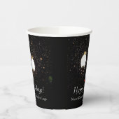 Gobelets En Papier Fêtes d'hiver personnalisées Black White Gold Snow (Gauche)