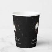 Gobelets En Papier Fêtes d'hiver personnalisées Black White Gold Snow (Droite)