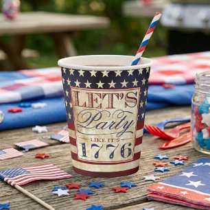 Gobelets En Papier Fêtons comme si nous étions en 1776   Vintage 4 ju
