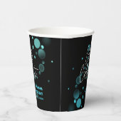 Gobelets En Papier Fêtons l'anniversaire bleu du Bokeh Gradient noir (Droite)