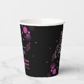 Gobelets En Papier Fêtons l'anniversaire rose Bokeh Gradient noir (Gauche)