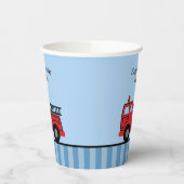 Gobelets En Papier Feu Camion Bleu et Rouge rayé Anniversaire (Gauche)