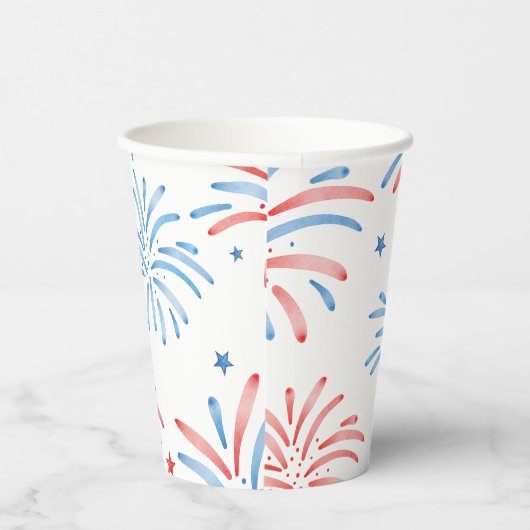 Gobelets En Papier Feu d'artifice aquarelle Parti du 4 juillet (Droite)