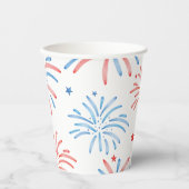 Gobelets En Papier Feu d'artifice aquarelle Parti du 4 juillet (Recto)