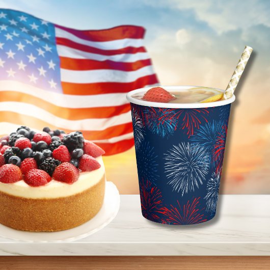 Gobelets En Papier Feu d'artifice bleu et blanc