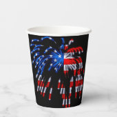 Gobelets En Papier Feu d'artifice patriotique drapeau américain noir (Verso)