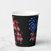 Gobelets En Papier Feu d'artifice patriotique drapeau américain noir (Gauche)