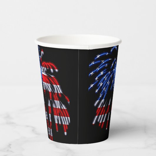 Gobelets En Papier Feu d'artifice patriotique drapeau américain noir (Droite)