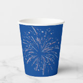 Gobelets En Papier Feu de Parties scintillant rouge et bleu (Recto)