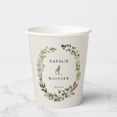 Gobelets En Papier feuillage rustique couronne ferme mariage (Verso)