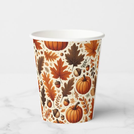 Gobelets En Papier feuille/citrouille/cavernes Automne (Verso)