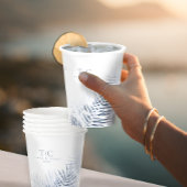 Gobelets En Papier Feuille de palme luxuriante Mariage Windsor bleu/W