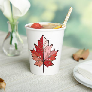Gobelets En Papier Feuille d'érable canadienne contemporaine ID1071