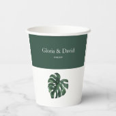 Gobelets En Papier Feuille Monstera verte (Verso)