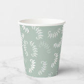 Gobelets En Papier Feuilles botaniques verts turquoises (Recto)
