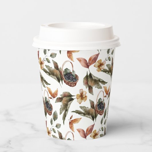 Gobelets En Papier Feuilles d'automne Basket Berries Béni (Verso)