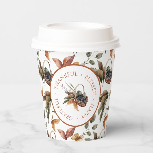 Gobelets En Papier Feuilles d'automne Basket Berries Béni (Recto)