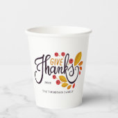 Gobelets En Papier Feuilles D'Automne Et Berries Thankgiving (Recto)