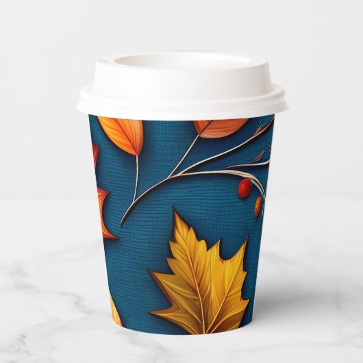 Gobelets En Papier Feuilles d'automne et Denim (Verso)
