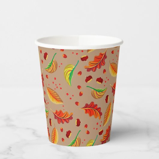 Gobelets En Papier Feuilles d'automne Noix châtaignes Motif Élégant a (Gauche)