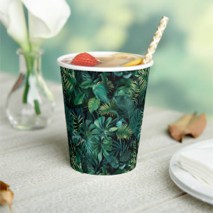 Gobelets En Papier Feuilles de la forêt tropicale tropicale