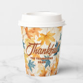 Gobelets En Papier Feuilles de l'érable Thanksgiving Brunch Dîner (Verso)