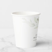 Gobelets En Papier Feuilles de verdure à l'aquarelle Élégant Moderne (Recto)