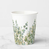 Gobelets En Papier Feuilles D'Eucalyptus Botanique Or Et Vert (Gauche)