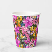 Gobelets En Papier Feuilles et fleurs tropicaux (Verso)