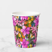 Gobelets En Papier Feuilles et fleurs tropicaux (Recto)